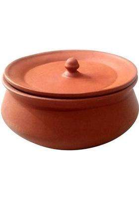 B S NATURAL Clay Curd Pot with Stainless Steel Lid | 0.5 L | 0.5 Qt | Handcrafted