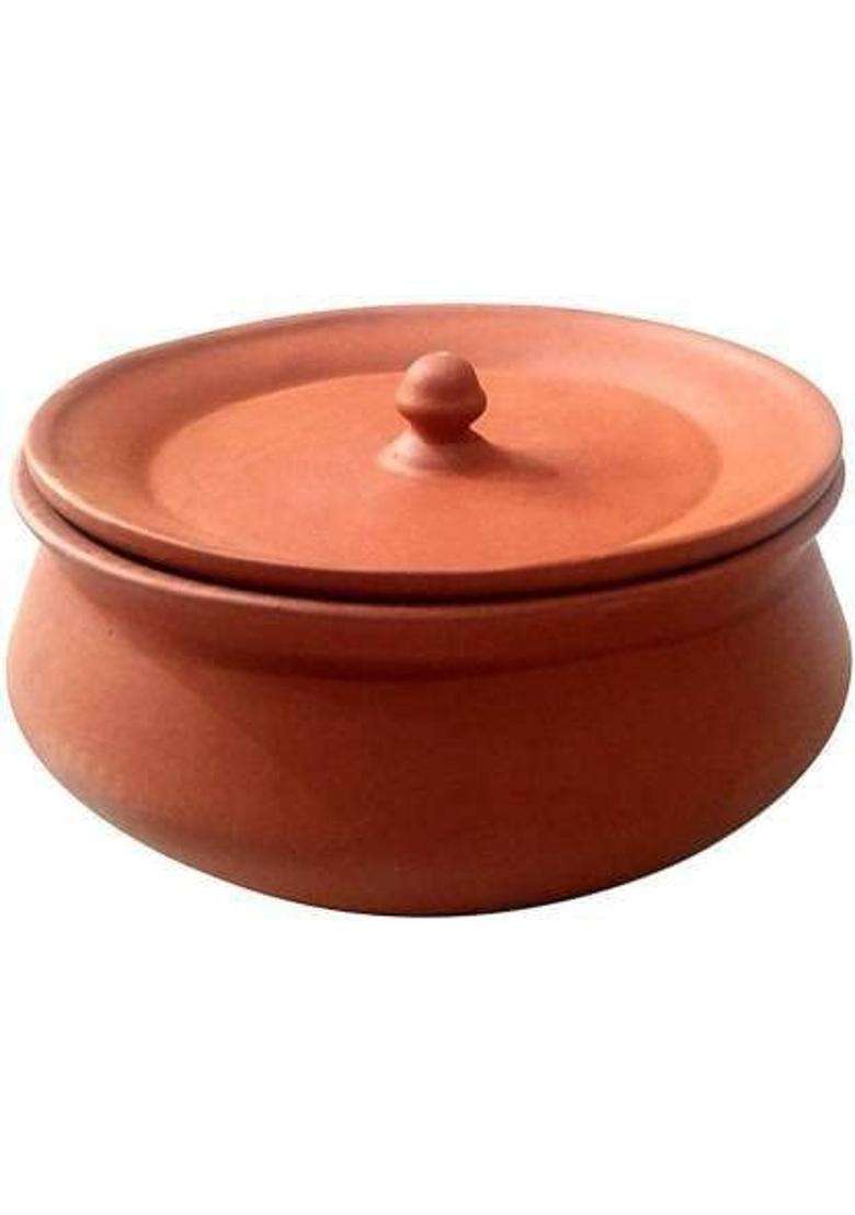 B S NATURAL Clay Curd Pot with Stainless Steel Lid | 0.5 L | 0.5 Qt | Handcrafted - Indya