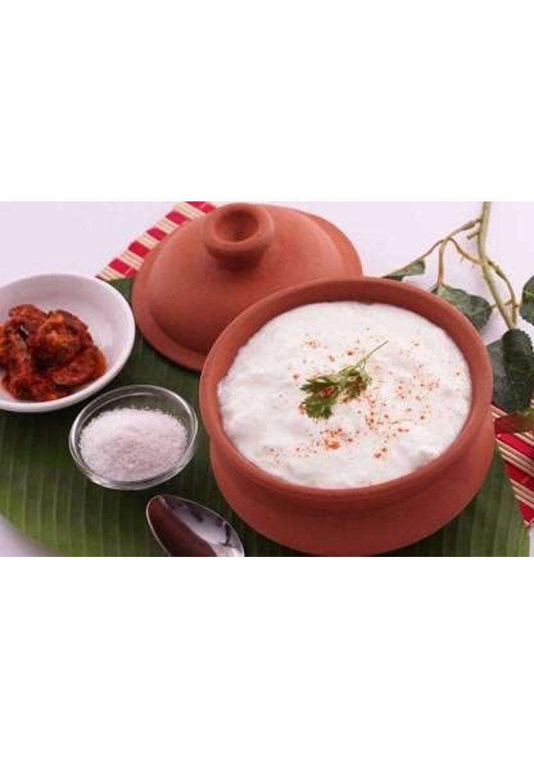B S NATURAL Clay Curd Pot with Stainless Steel Lid | 0.5 L | 0.5 Qt | Handcrafted - Indya