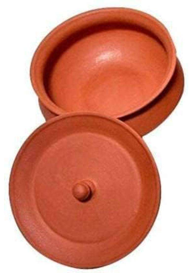 B S NATURAL Clay Curd Pot with Stainless Steel Lid | 0.5 L | 0.5 Qt | Handcrafted - Indya