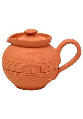 KSI Handmade Terracotta Clay Milk Pot with Lid | 400 ml | 13.5 fl oz | Non-Toxic
