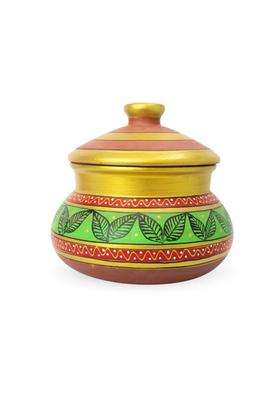 Terra Charms Green Clay Daal Handi | 2.5 L | 2.6 Qt | Handcrafted