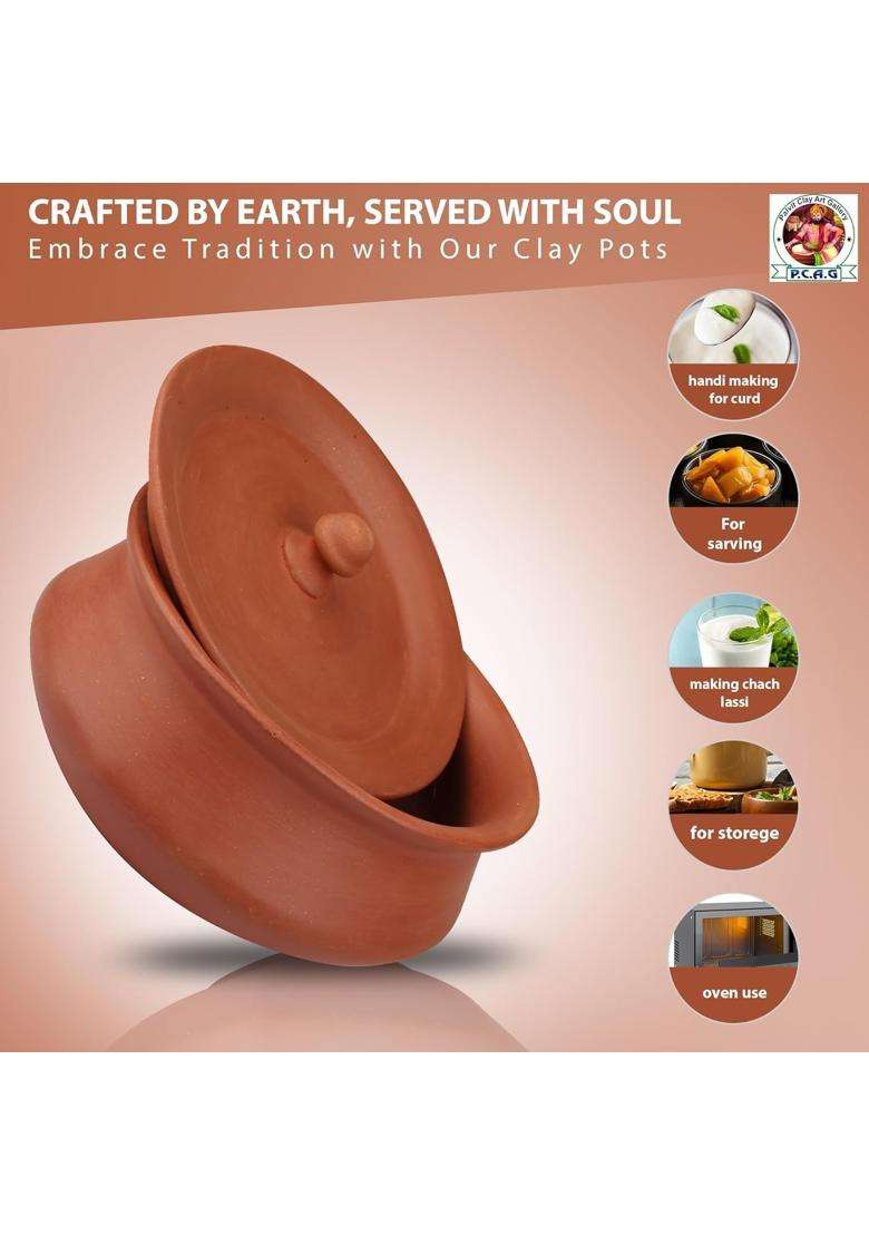 B S NATURAL Organic Clay Dahi Handi | With Lid - Indya
