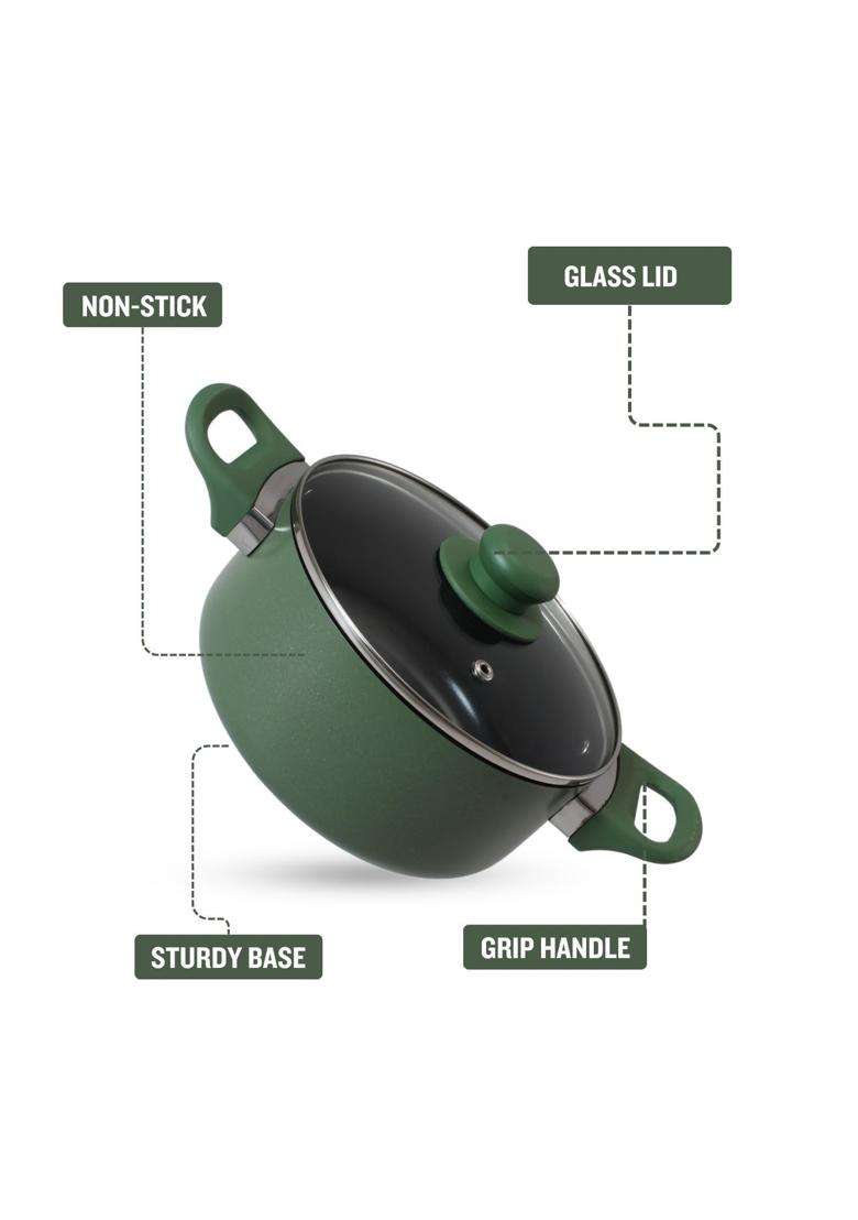 PLUMM Get Plumm Cooking Pot with Lid | 5 L | 5.3 Qt | 24 cm | 9.4 Inch | Induction Compatible | Non-Stick - Indya