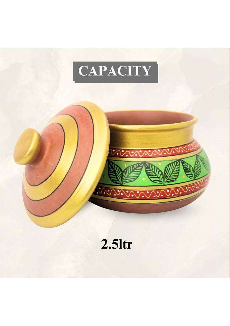 Terra Charms Green Clay Daal Handi Terra Charms | 2.5 L | 2.6 Qt | Handcrafted - Indya
