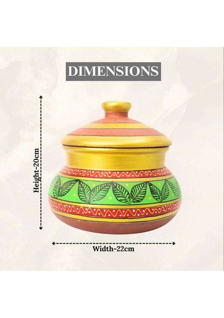 Terra Charms Green Clay Daal Handi Terra Charms | 2.5 L | 2.6 Qt | Handcrafted - Indya