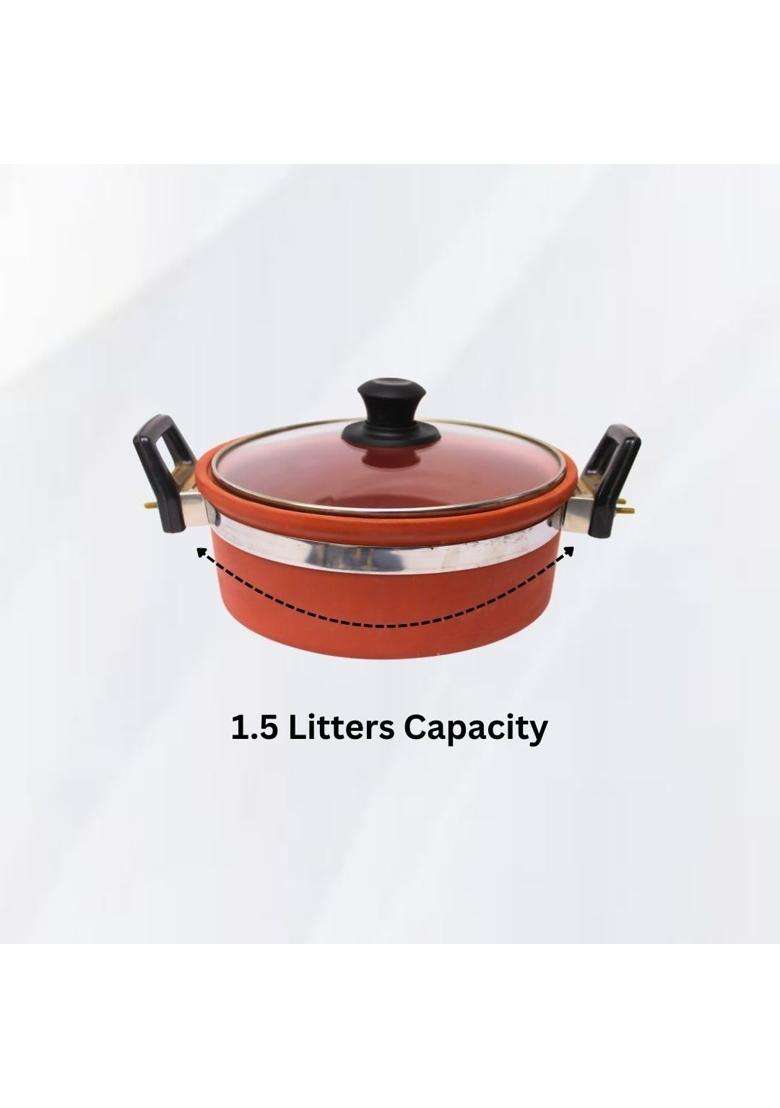 Terra Charms Clay Kadhai Wok | 1.5 L | 1.6 Qt | Handcrafted - Indya