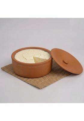 RAJENDER CLAY HANDICRAFT Handmade Terracotta Flat Curd Pot | 500 ml | 16.9 fl oz | Non-Toxic
