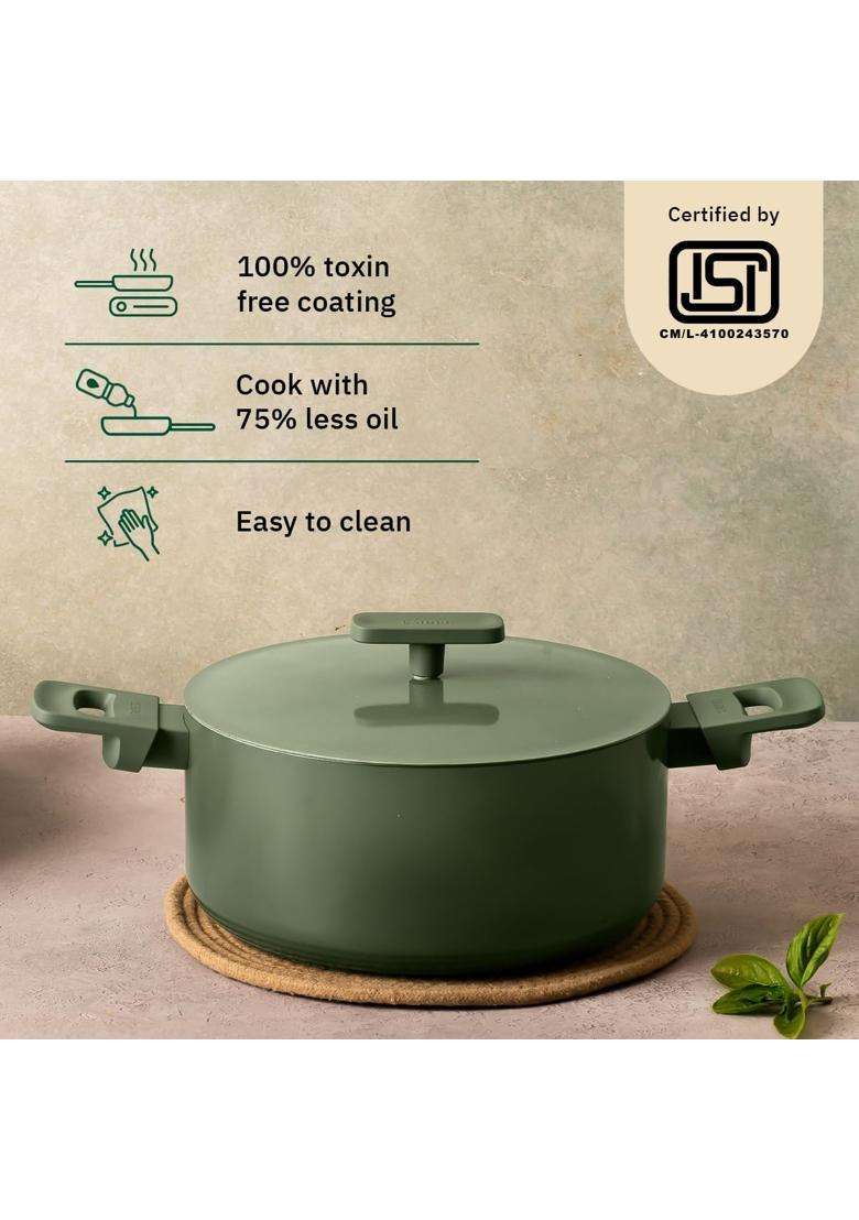 Ember Cookware Arcilla Ceramic Dutch Oven | 5 L | 5.3 Qt | 24 cm | 9.4 Inch | Non-Toxic | Non-Stick - Indya