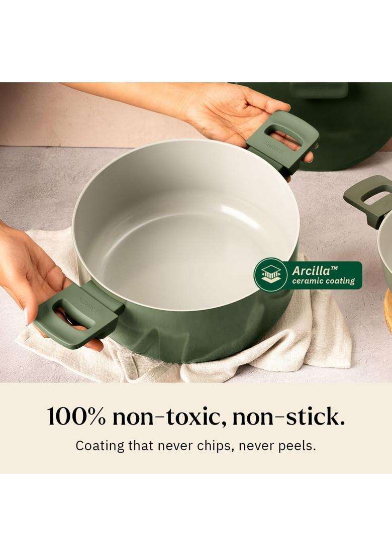 Ember Cookware Arcilla Ceramic Dutch Oven | 5 L | 5.3 Qt | 24 cm | 9.4 Inch | Non-Toxic | Non-Stick - Indya