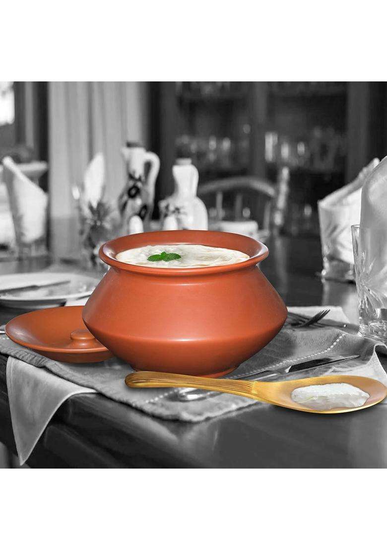 Pure Source India Clay Dahi Handy Curd Pot with Lid | 2-Piece Set - Indya