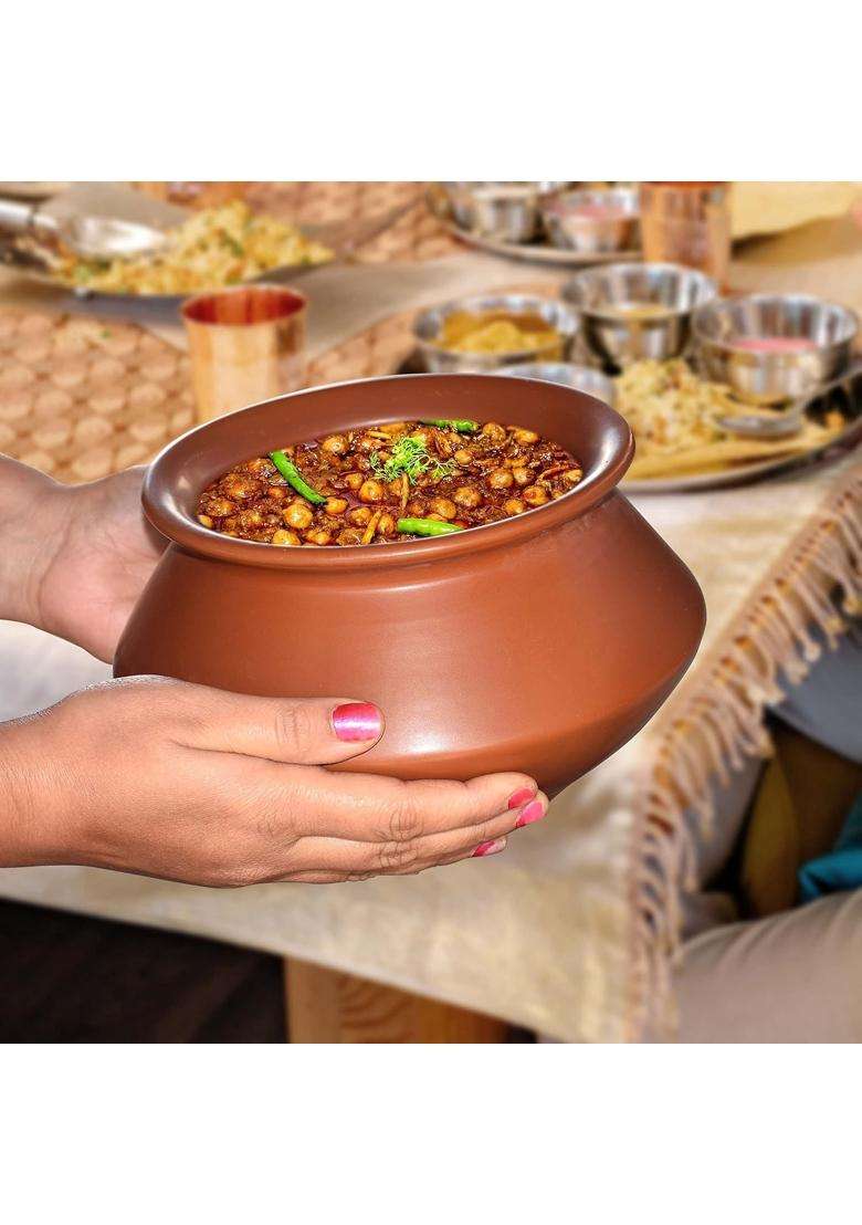 Pure Source India Clay Dahi Handy Curd Pot with Lid | 2-Piece Set - Indya