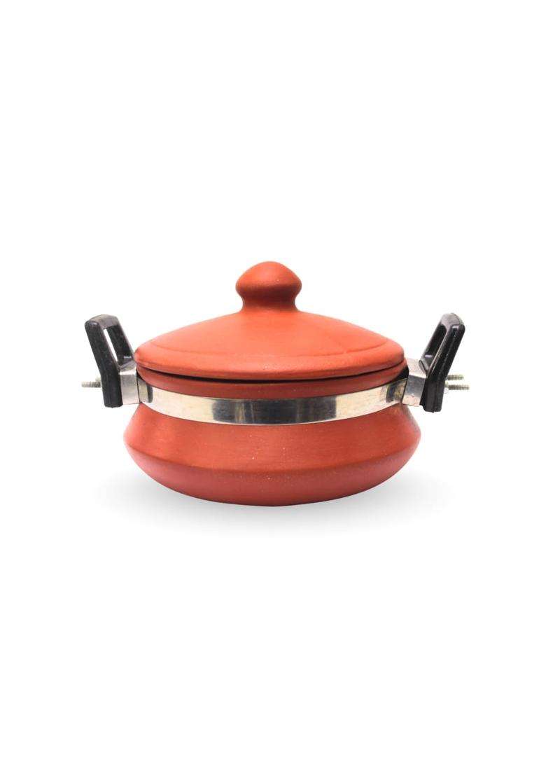 Terra Charms ClayTone Clay Daal Handi Cooking Pot with Glass Lid | 1.5 L | 1.6 Qt | Non-Toxic - Indya
