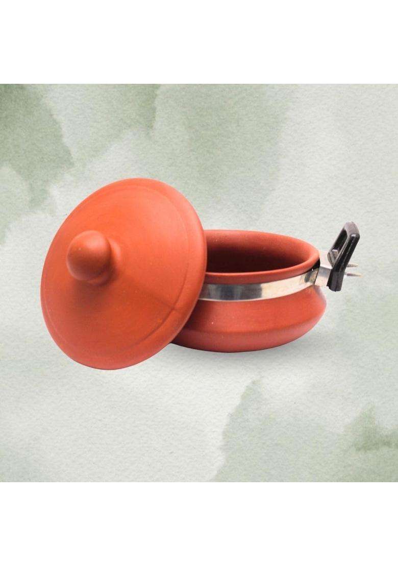 Terra Charms Clay Daal Handi Cooking Pot | 1.5 L | 1.6 Qt | Handcrafted - Indya