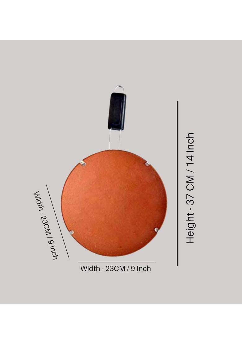 Terra Charms Mitti Terracotta Clay Roti Tawa Flat Griddle Combo Set with Stand | 10 Inch | Pack of 2 | Handcrafted - Indya