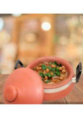 Terra Charms Terracotta Organic Clay Handi Cooking Pot for Chole Cooking and Serving | 2.5 L | 2.6 Qt
