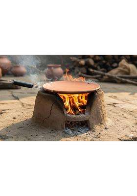 SHRIYAM CRAFT Clay Tawa Flat Griddle with Black Handle | Non-Stick