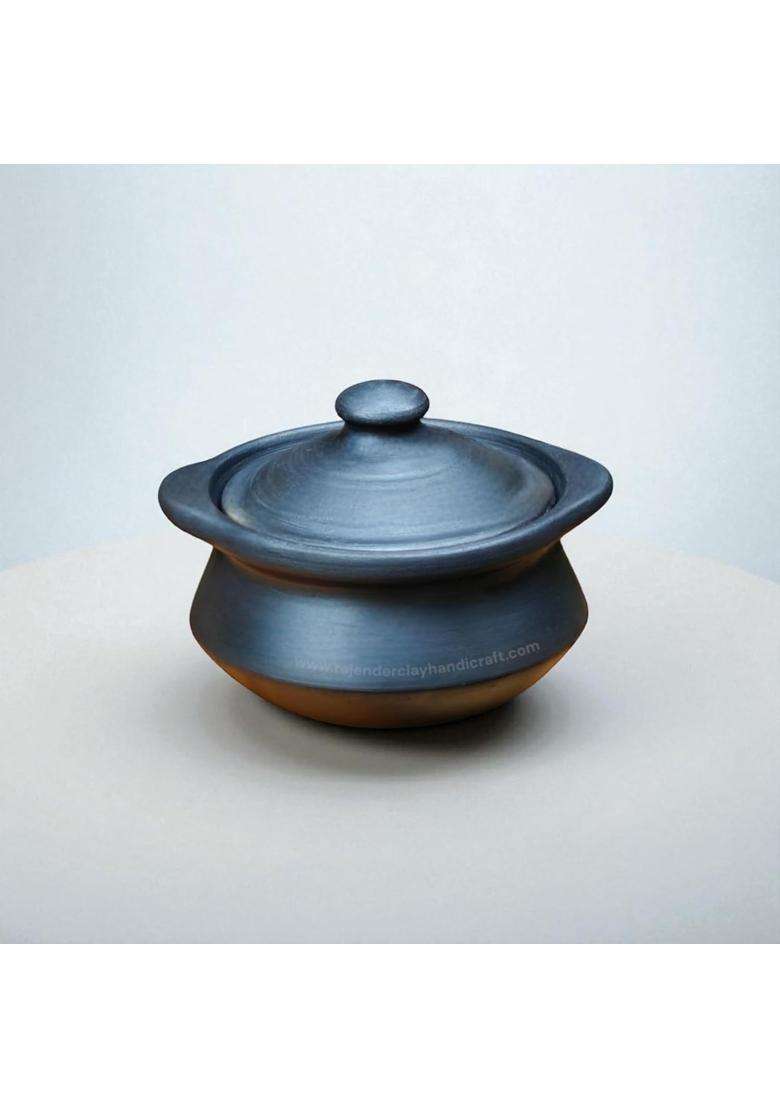 RAJENDER CLAY HANDICRAFT Black Mitti Clay Curd Pot | 500 ml | 16.9 fl oz | Handcrafted - Indya