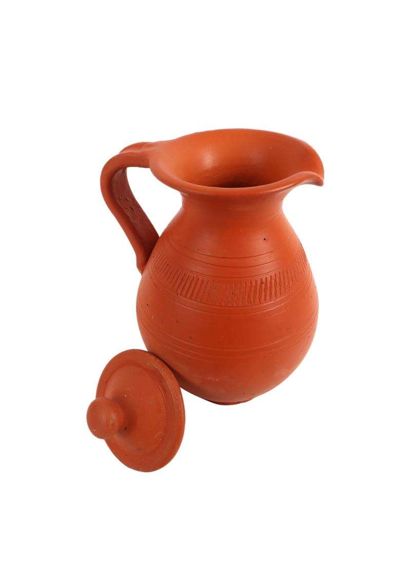 KSI Clay Water Jug Terracotta Water Jug with Lid and Handle | 1.5 L | 1.6 Qt | Non-Toxic | Handcrafted - Indya