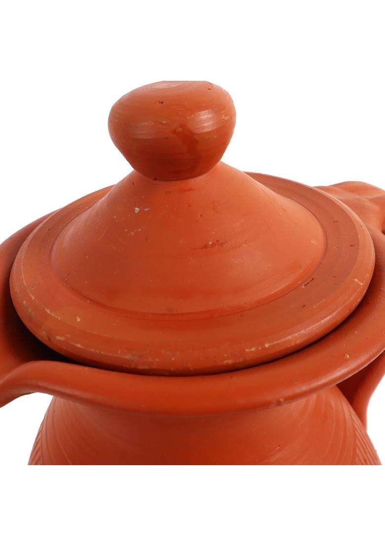 KSI Clay Water Jug Terracotta Water Jug with Lid and Handle | 1.5 L | 1.6 Qt | Non-Toxic | Handcrafted - Indya