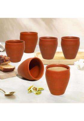 Pure Source India Earthen Clay Cups Kullad Clay Tea Cup Coffee Tea Chai Mug Matka Curd Cups | 200 ml | 6.8 fl oz | 6-Piece Set