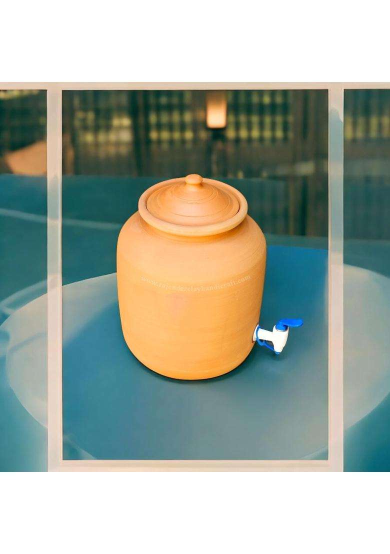 RAJENDER CLAY HANDICRAFT Handmade Clay Water Jug with Tap | 5 L | 5.3 Qt - Indya
