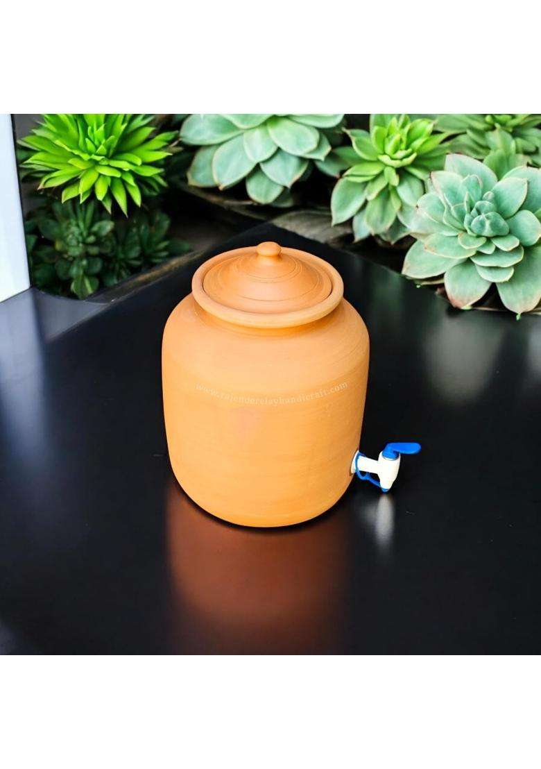 RAJENDER CLAY HANDICRAFT Handmade Clay Water Jug with Tap | 5 L | 5.3 Qt - Indya