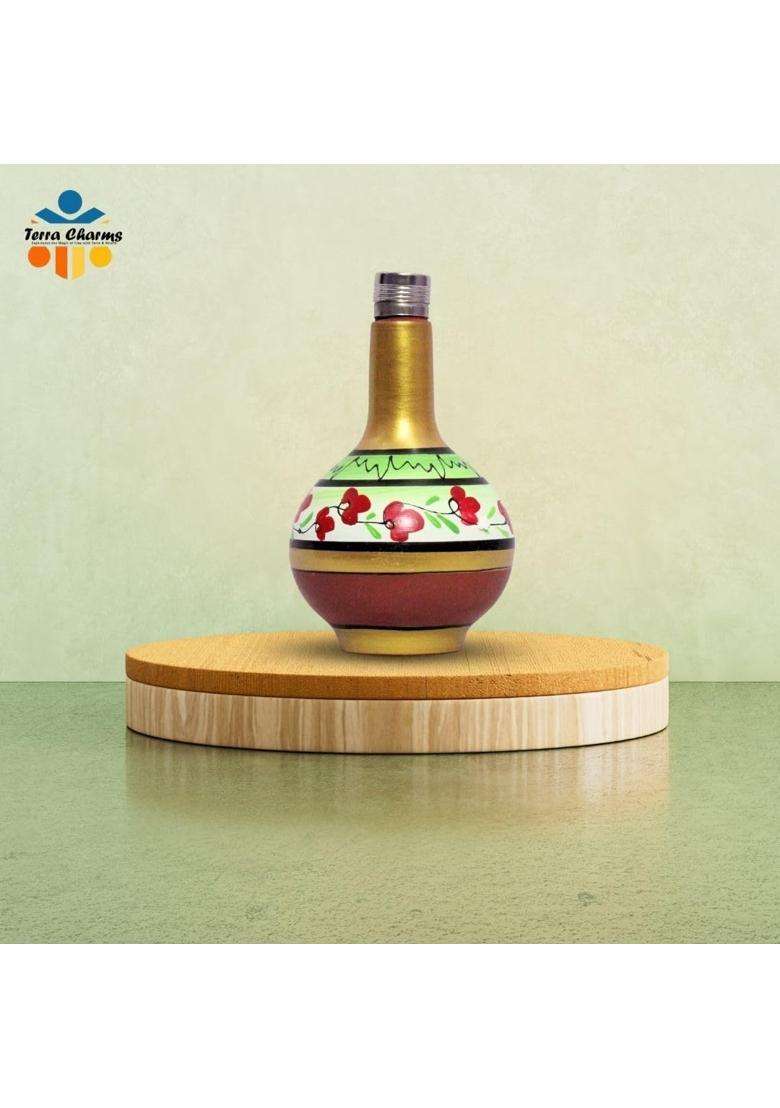 Terra Charms Hand-Painted Mitti Surahi | 1 L | 1.1 Qt | Non-Toxic - Indya