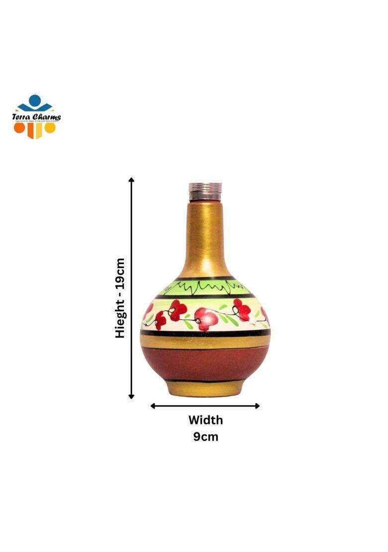 Terra Charms Hand-Painted Mitti Surahi | 1 L | 1.1 Qt | Non-Toxic - Indya