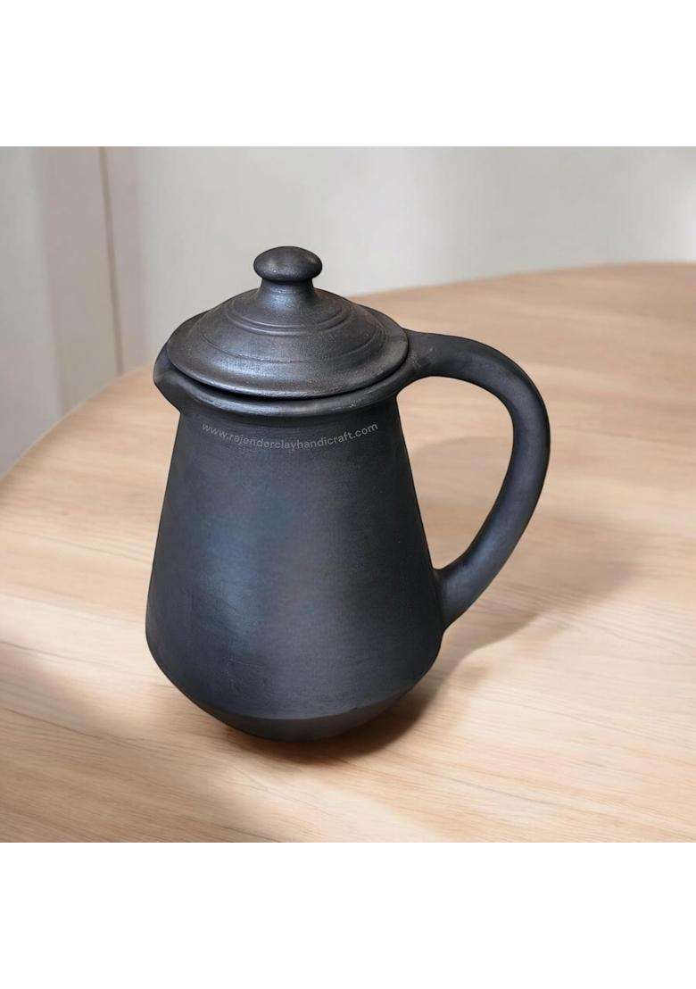 RAJENDER CLAY HANDICRAFT Black Kabutari Jug by Rajender Clay Handicraft | 2 L | 2.1 Qt | Handcrafted - Indya