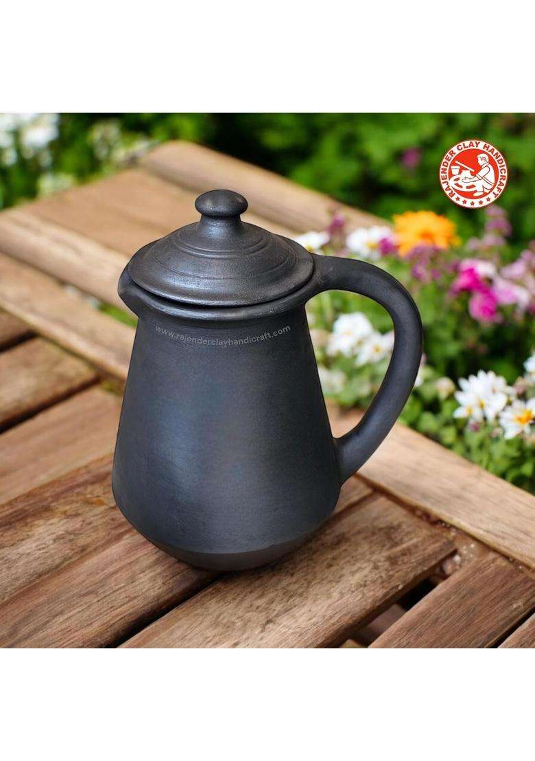 RAJENDER CLAY HANDICRAFT Black Kabutari Jug by Rajender Clay Handicraft | 2 L | 2.1 Qt | Handcrafted - Indya
