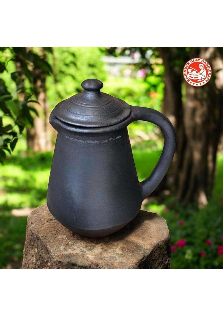 RAJENDER CLAY HANDICRAFT Black Kabutari Jug by Rajender Clay Handicraft | 2 L | 2.1 Qt | Handcrafted - Indya