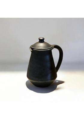 RAJENDER CLAY HANDICRAFT Black Kabutari Jug Handmade Natural Mitti Water Jug for Daily Use by Rajender | 1 L | 1.1 Qt