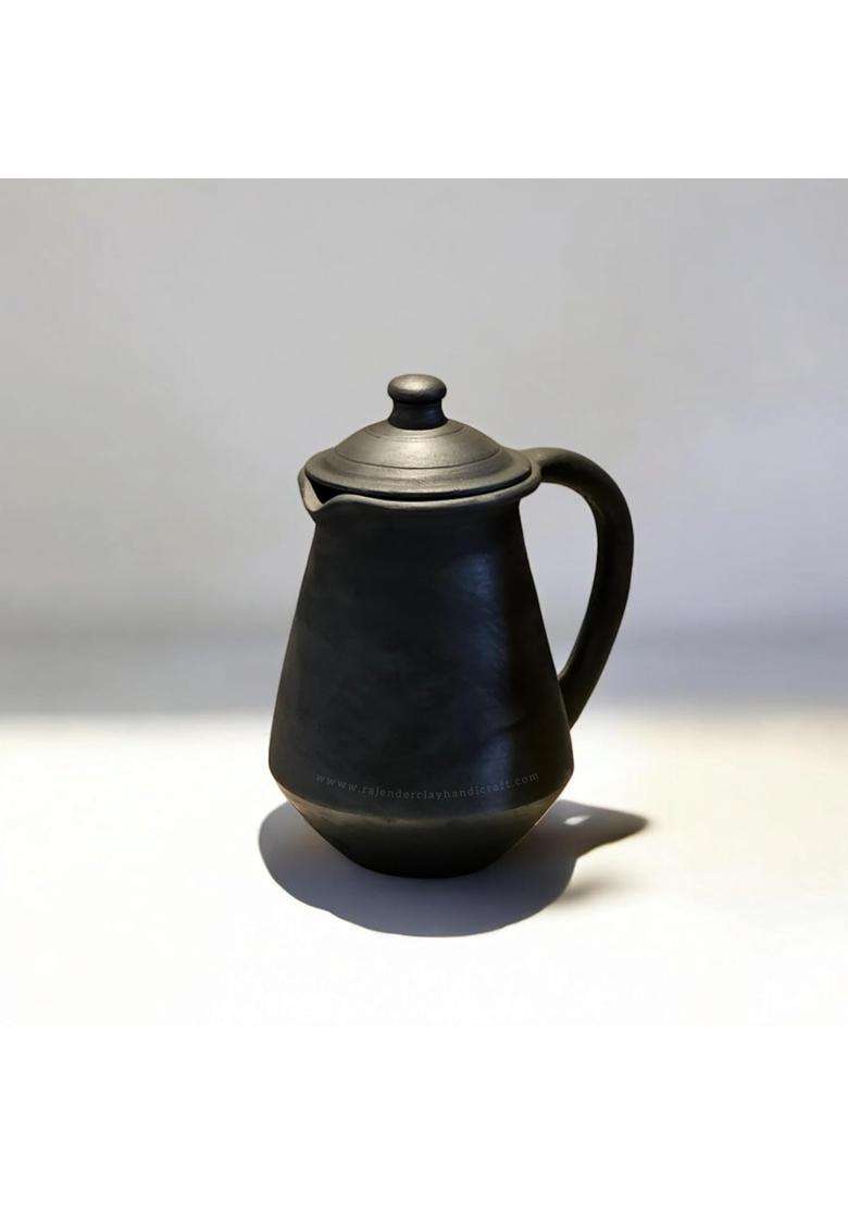 RAJENDER CLAY HANDICRAFT Black Kabutari Jug Handmade Natural Mitti Water Jug for Daily Use by Rajender | 1 L | 1.1 Qt - Indya