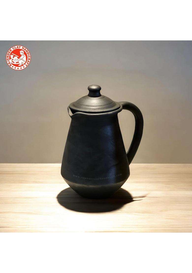 RAJENDER CLAY HANDICRAFT Black Kabutari Jug Handmade Natural Mitti Water Jug for Daily Use by Rajender | 1 L | 1.1 Qt - Indya