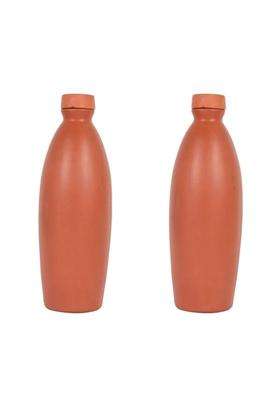 Bhanvi Handicrafts Traditional Clay Bottle for Drinking Water | 1000 ml | 33.8 fl oz | Handcrafted