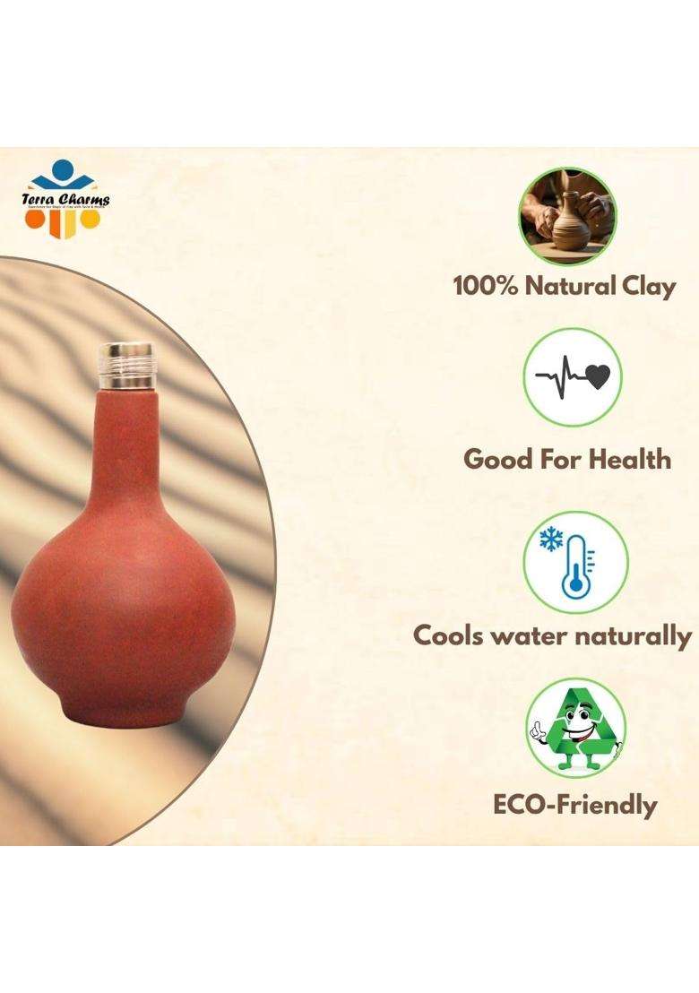 Terra Charms Clay Surahi | 1 L | 1.1 Qt | Non-Toxic - Indya