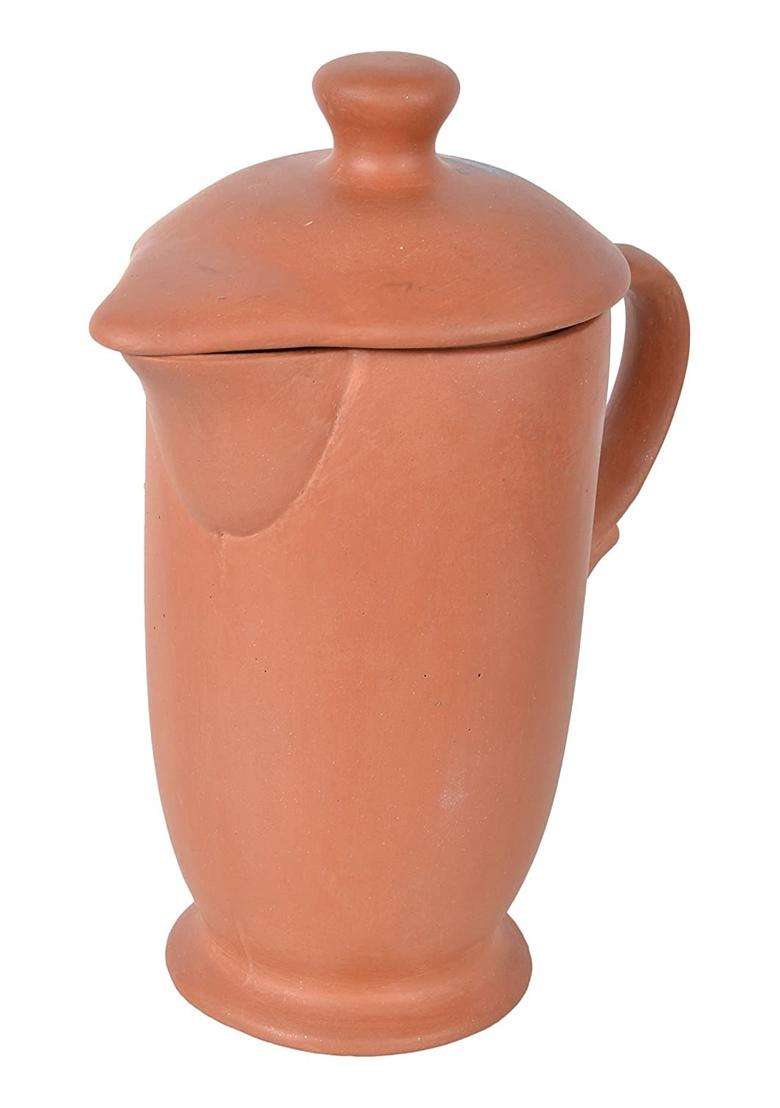 Shriyam Crafts Handmade Terracotta Clay Classic Water Jug | 1 L | 1.1 Qt - Indya