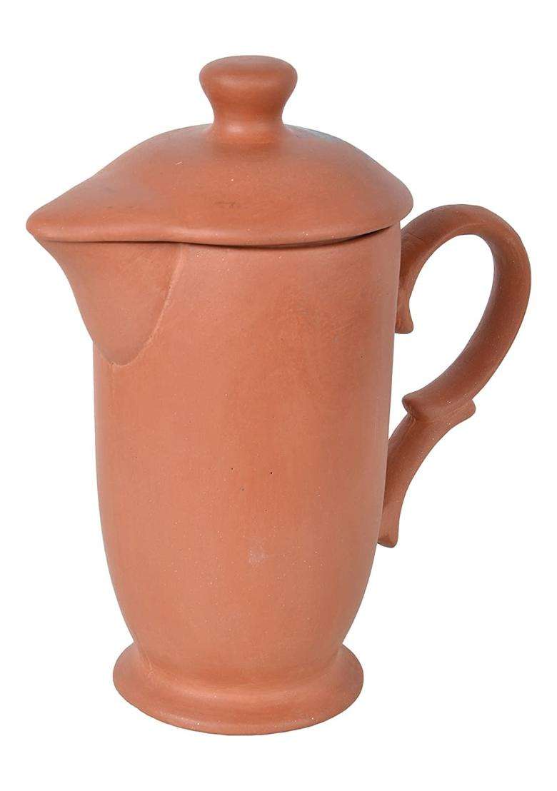 Shriyam Crafts Handmade Terracotta Clay Classic Water Jug | 1 L | 1.1 Qt - Indya