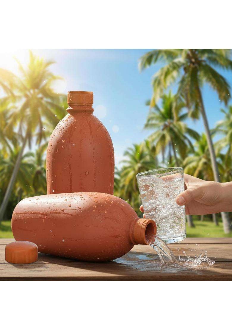 B S NATURAL BS Natural Handcrafted Clay Water Bottlei | 1 L | 1.1 Qt - Indya