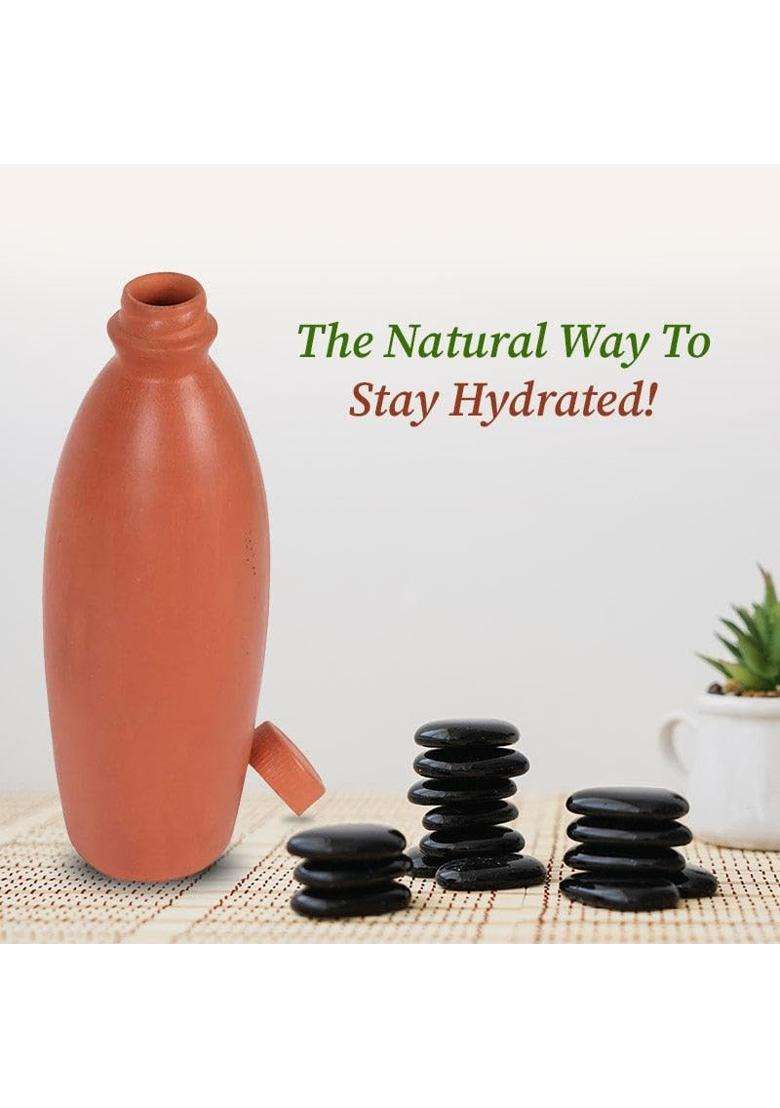 B S NATURAL BS Natural Handcrafted Clay Water Bottlei | 1 L | 1.1 Qt - Indya