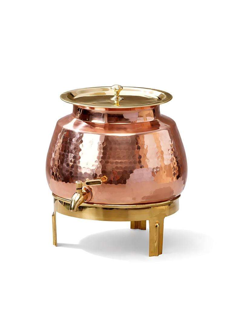 P-TAL P TAL Copper Water Dispenser Set with Gift Box | 5 L | 5.3 Qt | Leak Proof - Indya
