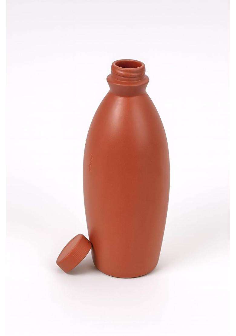 Clay Root Clay Water Bottle Earthen Water Cooling Drinking Storage | 1 L | 1.1 Qt | Leak Proof - Indya