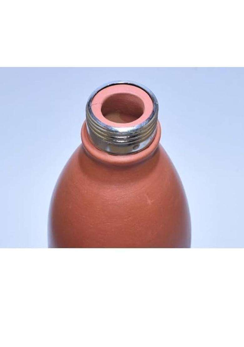 Bhanvi Eco-Friendly 100 Terracotta Clay Water Bottle with Lid | 1 L | 1.1 Qt | Handcrafted - Indya