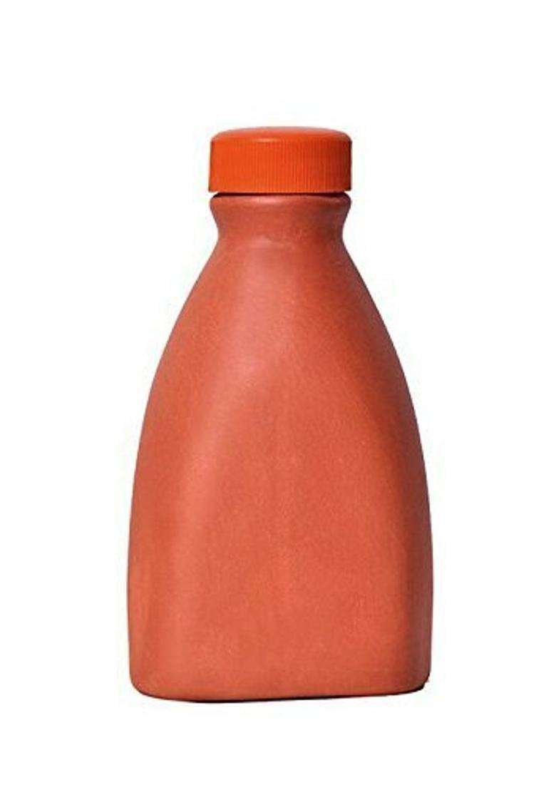 Jetwals Clay Art Terracotta Clay Water Bottle | 500 ml | 16.9 fl oz | Pack of 2 - Indya