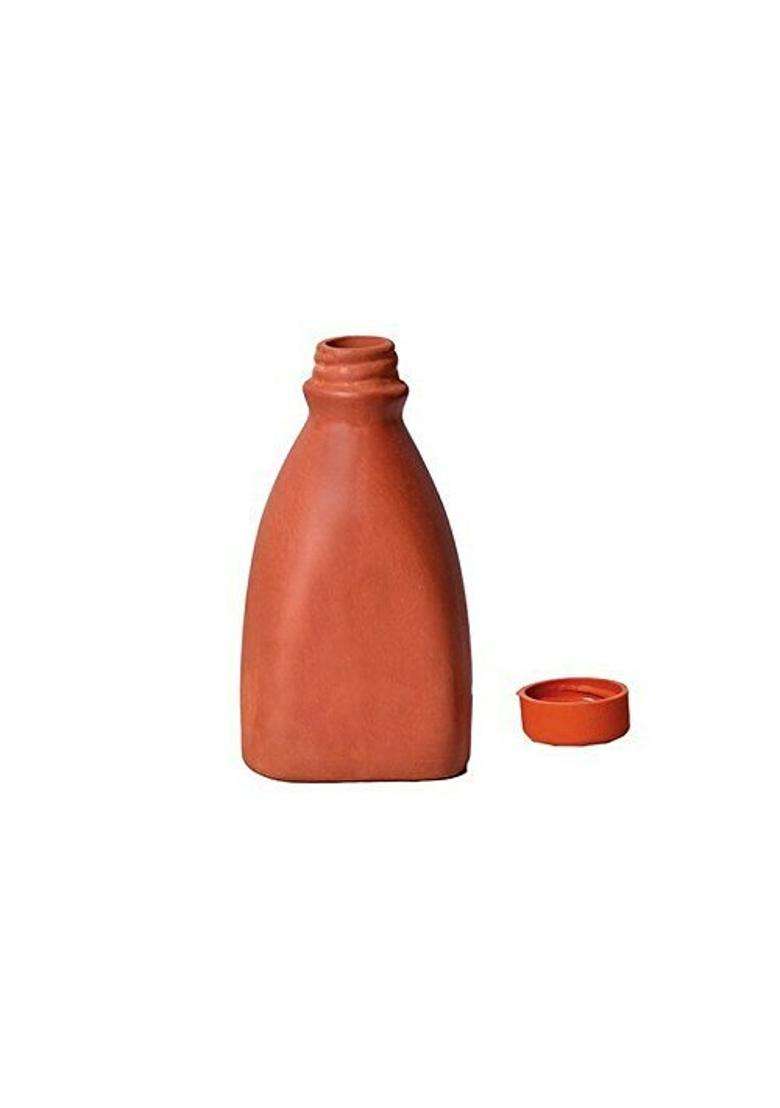 Jetwals Clay Art Terracotta Clay Water Bottle | 500 ml | 16.9 fl oz | Pack of 2 - Indya