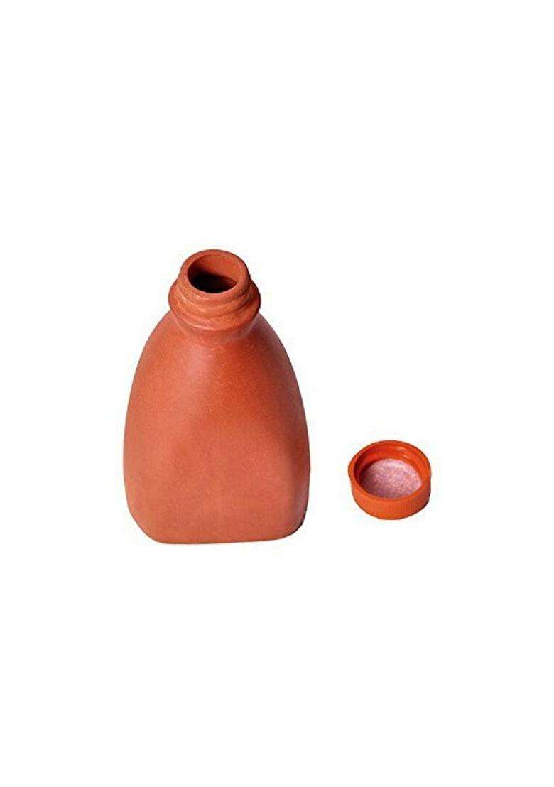 Jetwals Clay Art Terracotta Clay Water Bottle | 500 ml | 16.9 fl oz - Indya