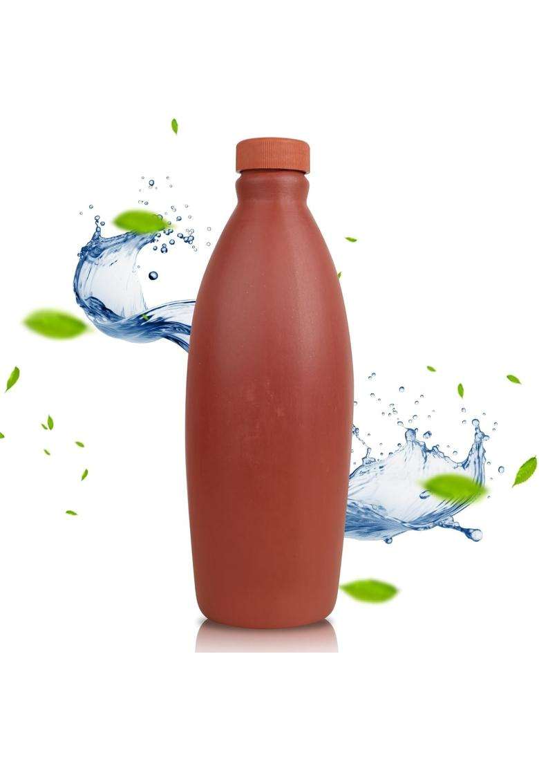 PALVIT CLAY ART GALLERY Eco-Friendly Mitti Water Bottle with Capacity | 1 L | 1.1 Qt | Handcrafted - Indya