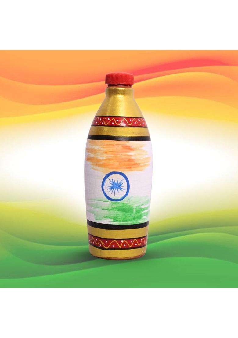 Terra Charms Clay Water Bottle | 1 L | 1.1 Qt | Non-Toxic - Indya