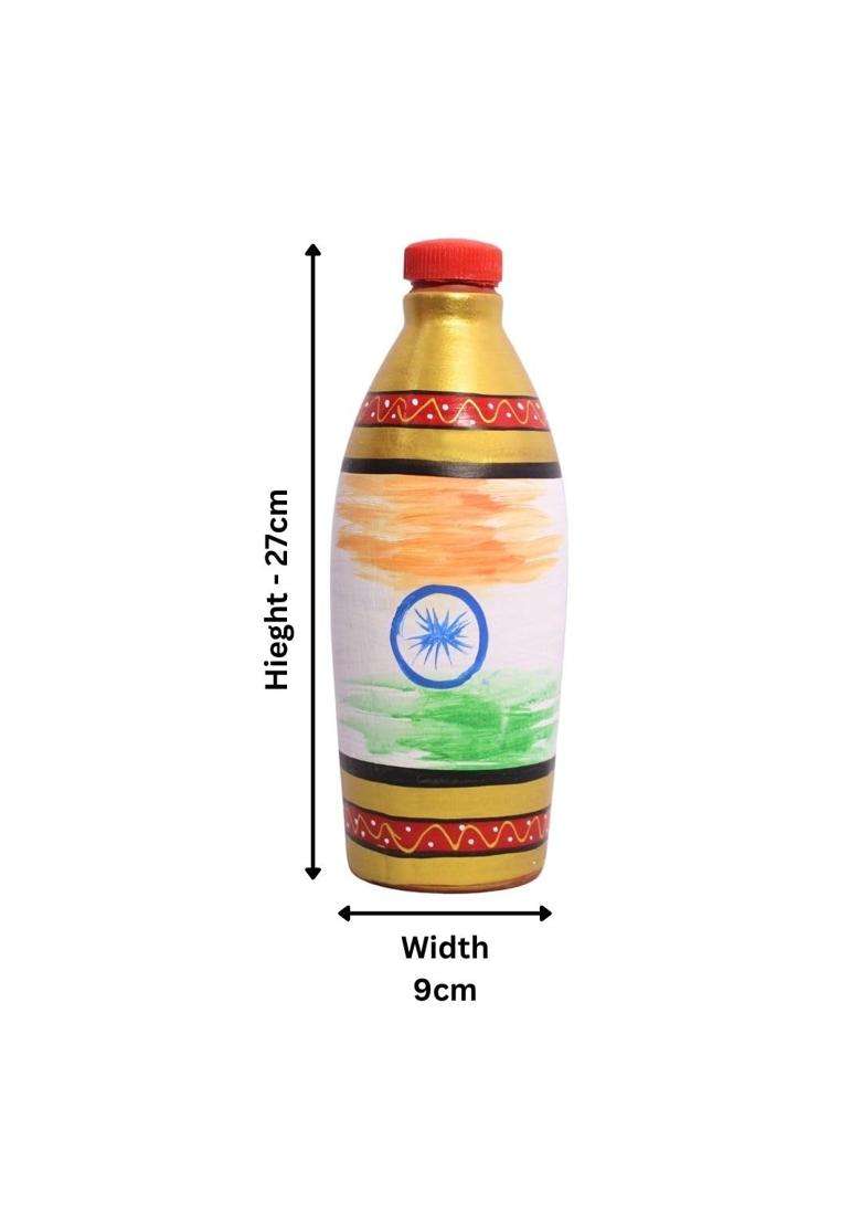 Terra Charms Clay Water Bottle | 1 L | 1.1 Qt | Non-Toxic - Indya